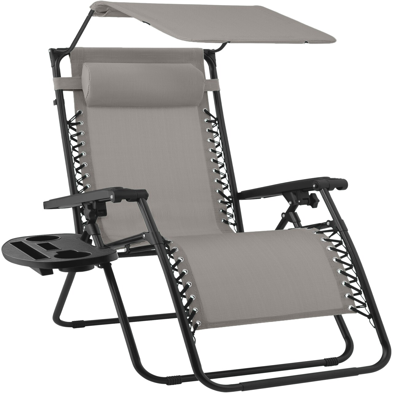 Best Choice Products 30” Extra Wide Folding Zero Gravity Patio Lounge Chair w/Adjustable Canopy Shade